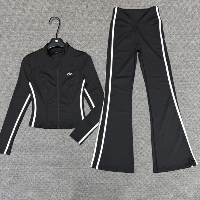 Black zip-up yoga set